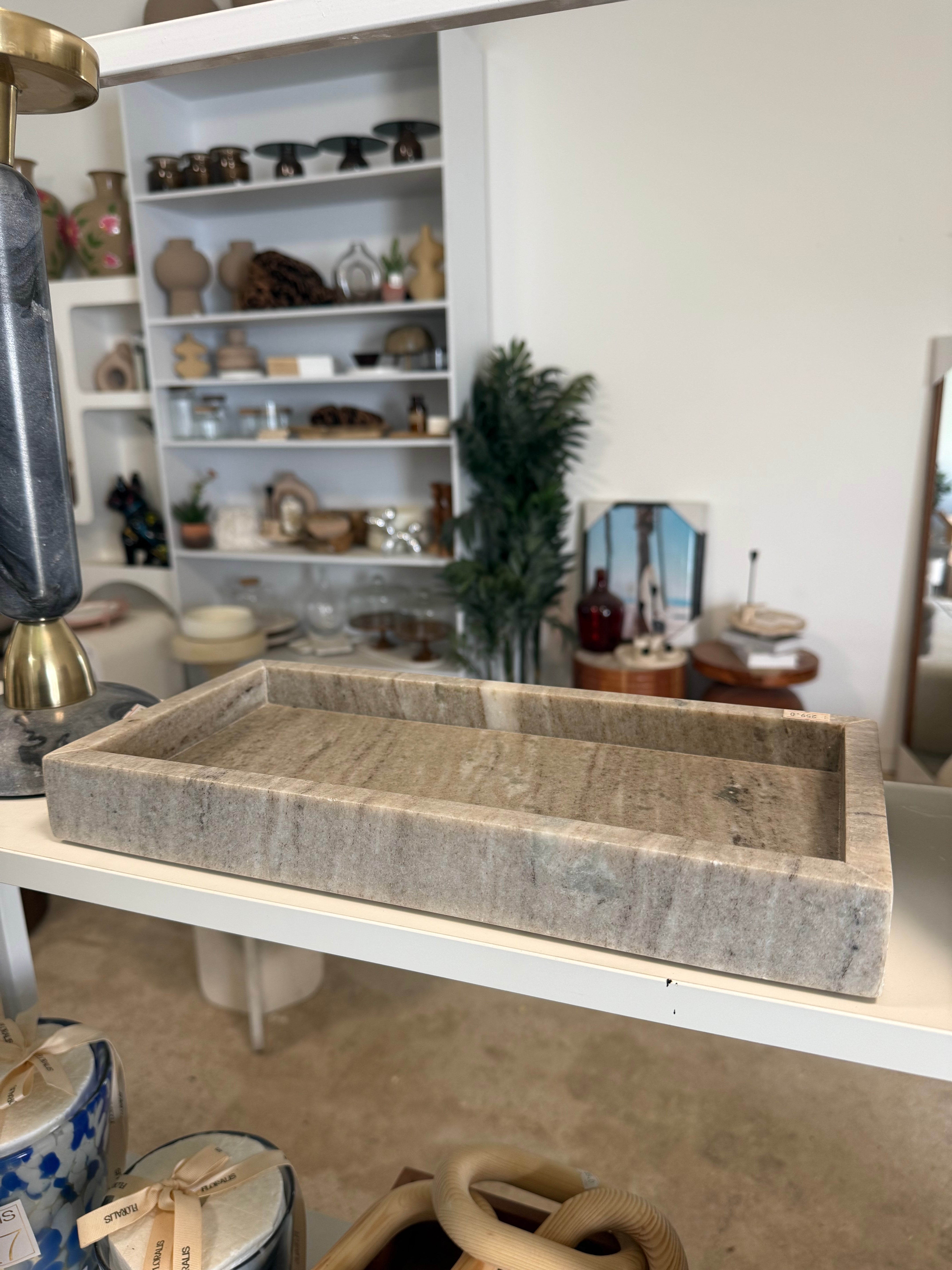 מגש מלבני מרבל בז