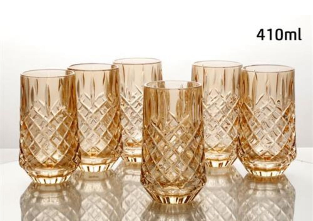 סט 6 כוסות קריסטל  כתום