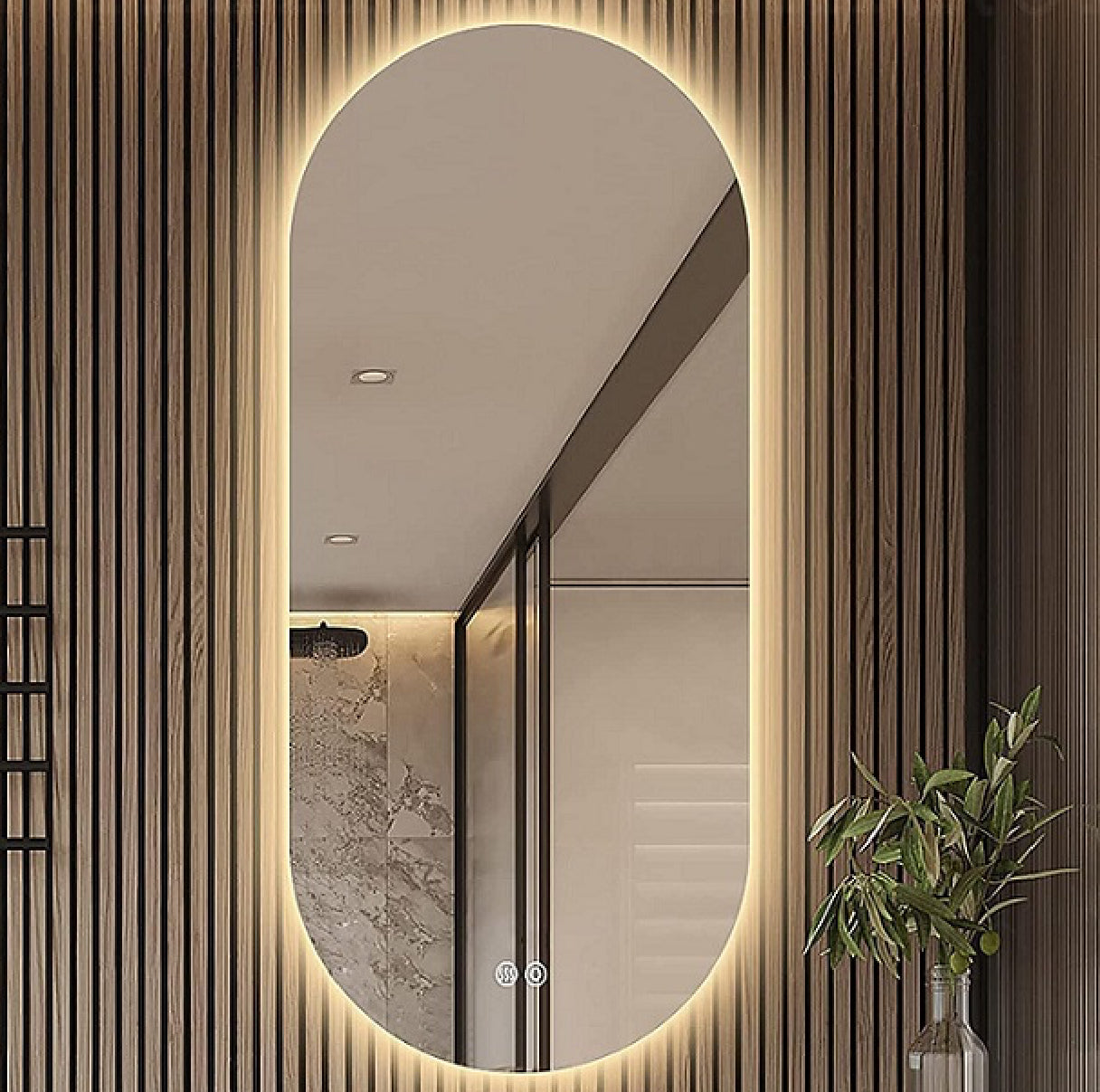 מראה אובאלית עם תאורה אחורית