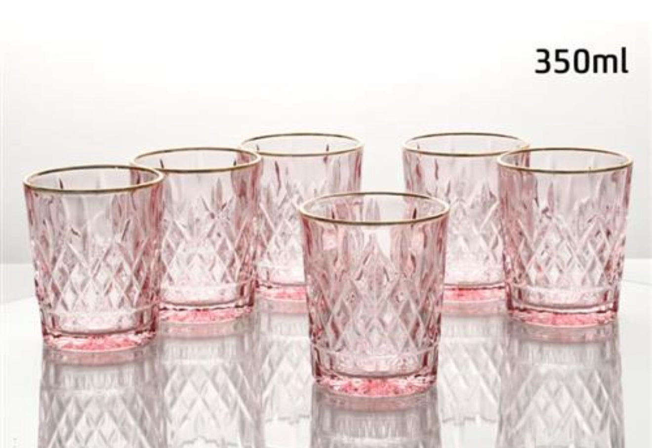 סט 6 כוסות קריסטל  פינק