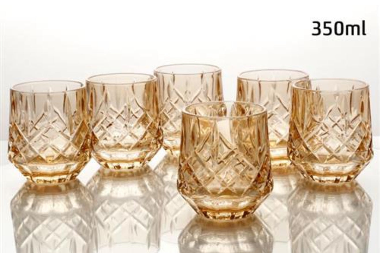 סט 6 כוסות קריסטל  כתום